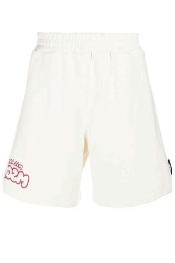 MSGM MAN'S COTTON CREAM SHORTS