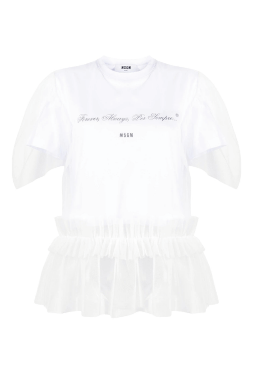 MSGM WOMAN'S OPTICAL WHITE T-SHIRT