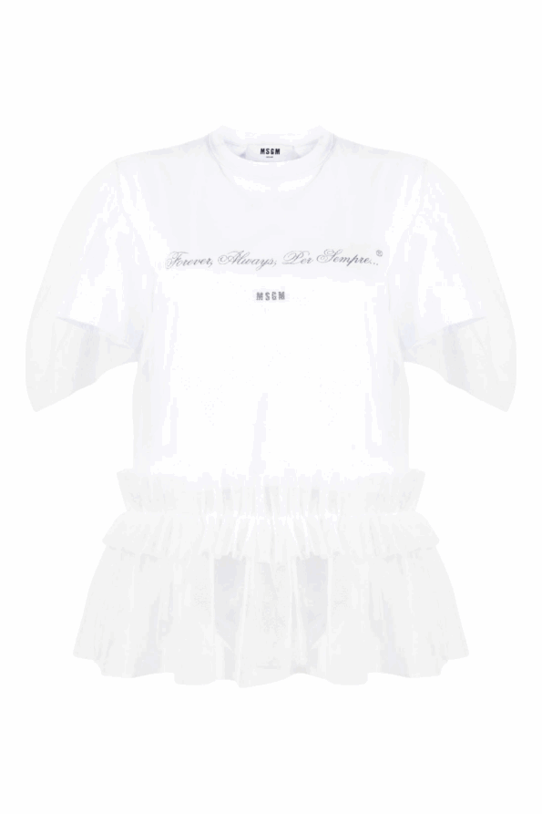 MSGM WOMAN'S OPTICAL WHITE T-SHIRT