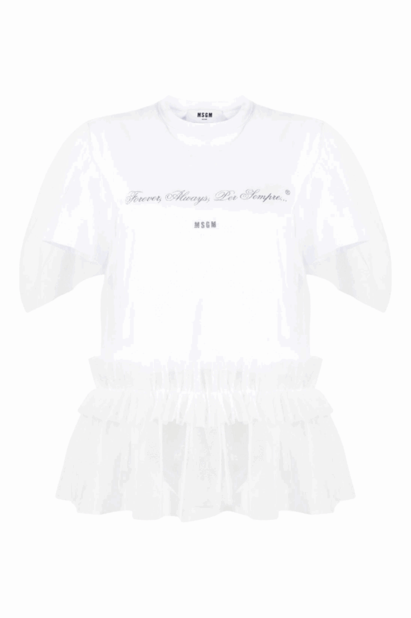 MSGM WOMAN'S OPTICAL WHITE T-SHIRT