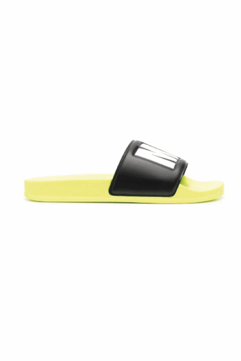 MSGM MEN'S NEON YELLOW AND BLACK SLIDE