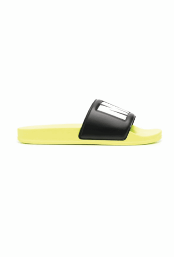 MSGM MEN'S NEON YELLOW AND BLACK SLIDE