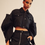 BESFXXK BLACK WAVY BOMBER SKIRTS