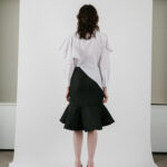 BESFXXK WHITE ASYMMETRIC RUFFLE BLOUSE