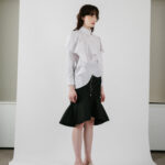 BESFXXK WHITE ASYMMETRIC RUFFLE BLOUSE