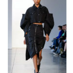 BESFXXK BLACK WAVY BOMBER SKIRTS