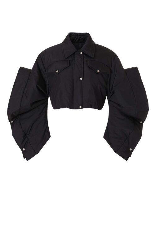 BESFXXK WAVY SLEEVE CROPPED BOMBER