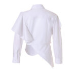 BESFXXK WHITE ASYMMETRIC RUFFLE BLOUSE