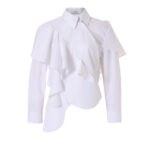 BESFXXK WHITE ASYMMETRIC RUFFLE BLOUSE