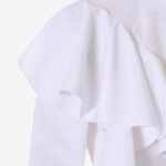 BESFXXK WHITE ASYMMETRIC RUFFLE BLOUSE
