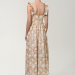Anouki Floral Bustier Flare Cotton Dress With Ruffles