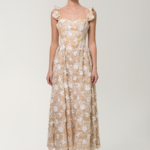 Anouki Floral Bustier Flare Cotton Dress With Ruffles