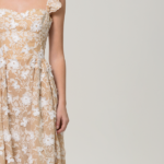 Anouki Floral Bustier Flare Cotton Dress With Ruffles