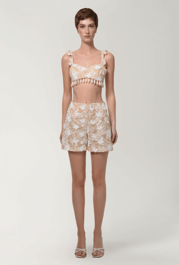 ANOUKI FLORAL BUSTIER WHITE PEARL DROPS