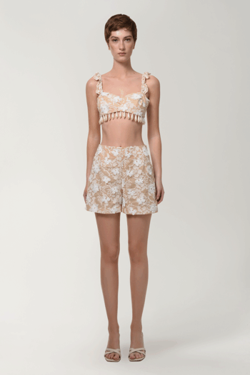 ANOUKI FLORAL BUSTIER WHITE PEARL DROPS