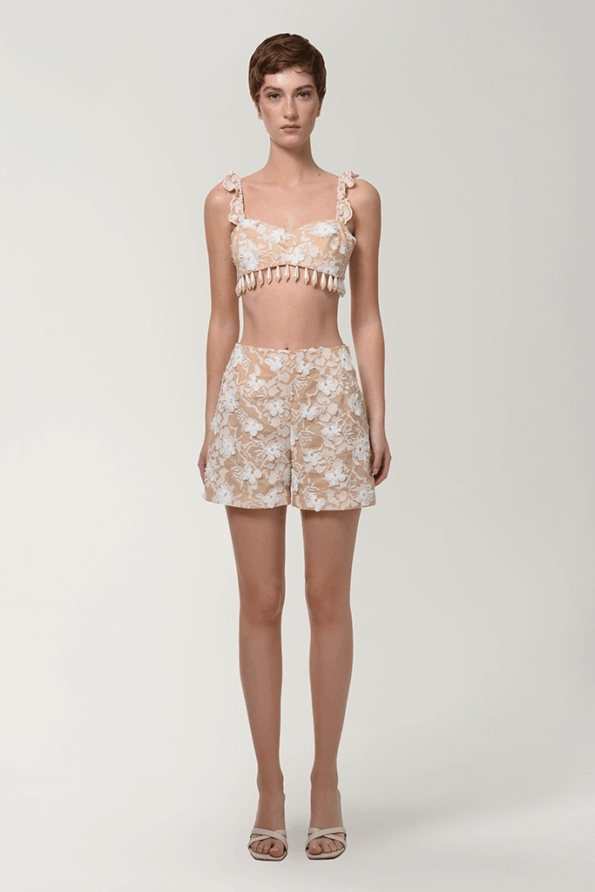 FLORAL BUSTIER WHITE PEARL DROPS