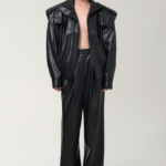 ANOUKI BLACK VEGAN LEATHER BOMBER JACKET