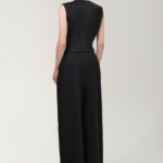 ANOUKI BLACK LINEN TREE PLEAT PANTS