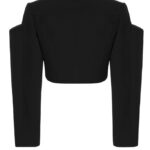 [S-N012] CROPPED BLAZER WITH ASSYMETRIC PUFF SLEEVES (S)
