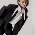 [S-N012] CROPPED BLAZER WITH ASSYMETRIC PUFF SLEEVES (S)