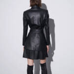 [S- DR001SS23] VEGAN LEATHER MINI SHIRT DRESS (S)