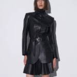 [S- DR001SS23] VEGAN LEATHER MINI SHIRT DRESS (S)