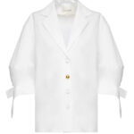 [S- N020] WHITE BUBBLE SLEEVE BLOUSE (S)