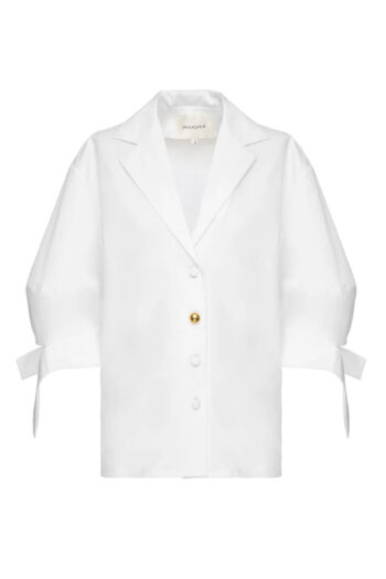 Janashia White Bubble Sleeve Blouse