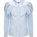 JANASHIA LIGHT BLUE SHIRT WITH WAVY LEAVES