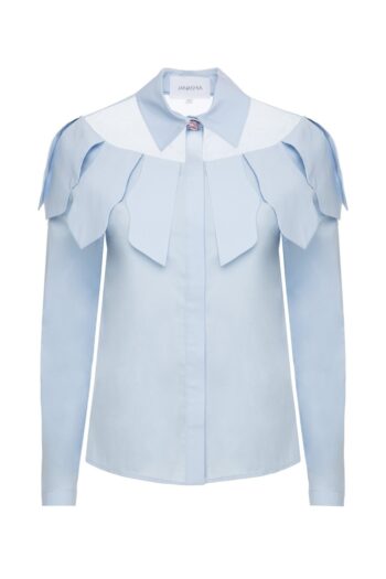 JANASHIA LIGHT BLUE SHIRT WITH WAVY LEAVES