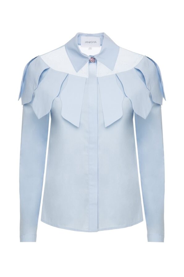 LIGHT BLUE SHIRT WITH WAVY LEAVES