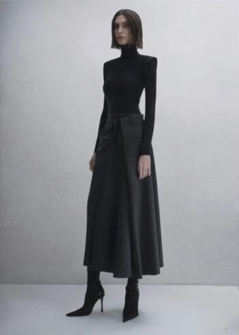 GUDO ASYMMETRIC MIDI SKIRT