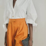 [S- N020] WHITE BUBBLE SLEEVE BLOUSE (S)
