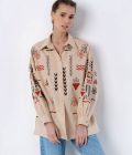 ETNODIM Beige linen embroidered shirt SLOVO,Beige linen embroidered shirt,Beige linen embroidered shirt SLOVO