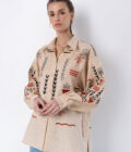 ETNODIM Beige linen embroidered shirt SLOVO,Beige linen embroidered shirt,Beige linen embroidered shirt SLOVO