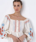 ETNODIM Linen embroidered dress with milk color MOZAIKA,Linen embroidered dress with milk color,Linen embroidered dress