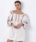 ETNODIM Linen embroidered dress with milk color MOZAIKA,Linen embroidered dress with milk color,Linen embroidered dress