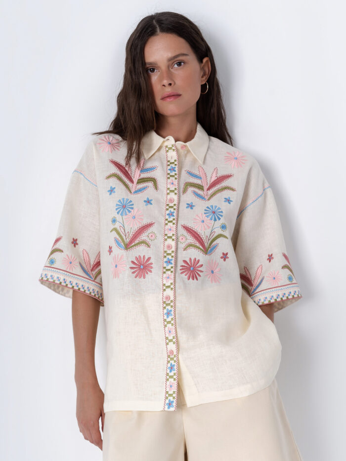 ETNODIM Linen shirt with floral embroidery Veselka,Linen shirt with floral embroidery Veselka,Linen shirt with floral embroidery