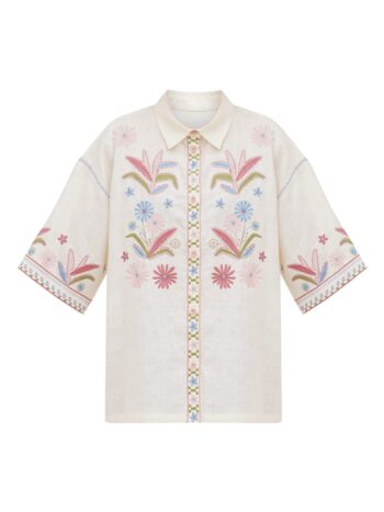 ETNODIM Linen shirt with floral embroidery Veselka