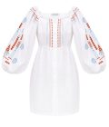 ETNODIM Linen embroidered dress with milk color MOZAIKA,Linen embroidered dress with milk color,Linen embroidered dress