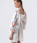 ETNODIM Linen embroidered dress with milk color MOZAIKA,Linen embroidered dress with milk color,Linen embroidered dress