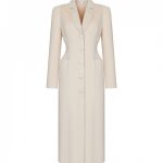 Arapkhanova Square shoulder fitted coat beige