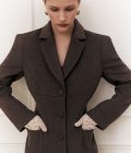 Arapkhanova Square shoulder fitted coat brown,Square shoulder fitted coat brown