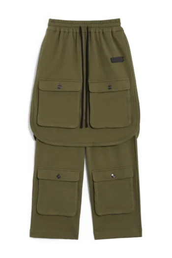 Freeminds green navy Layered cargo sweatpant 