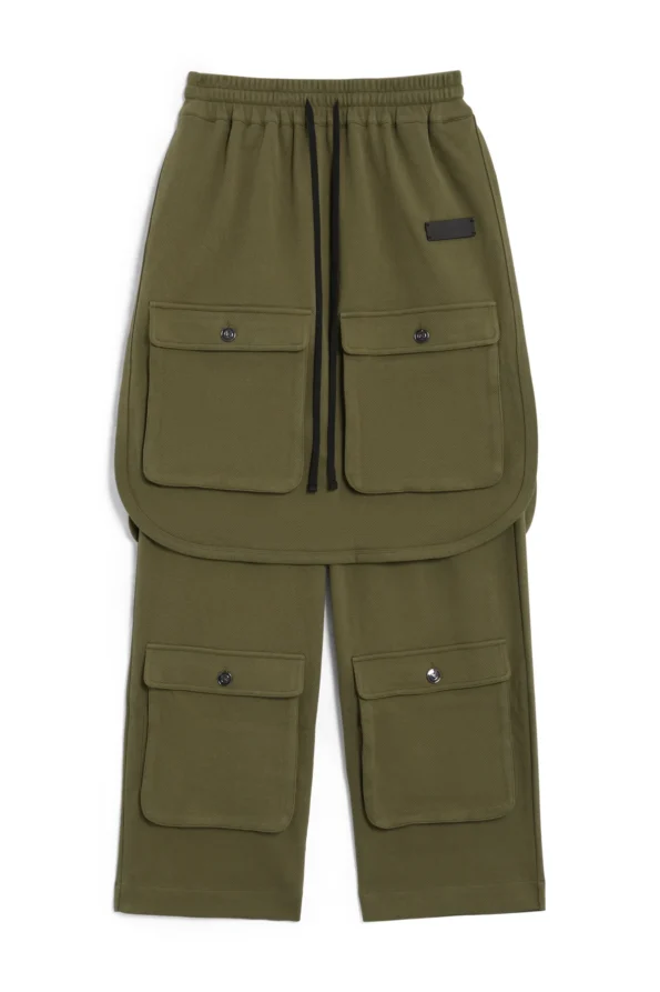 green navy Layered cargo sweatpant,Layered cargo sweatpant