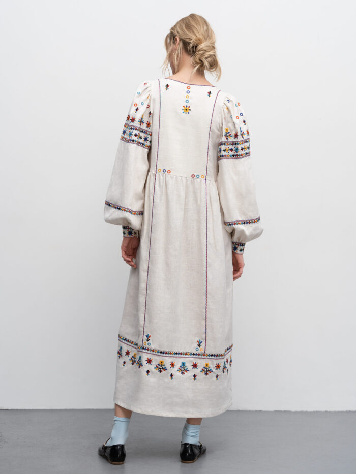 Etnodim Long embroidered linen dress with yavorivsky ornament Yaryna - Image 3