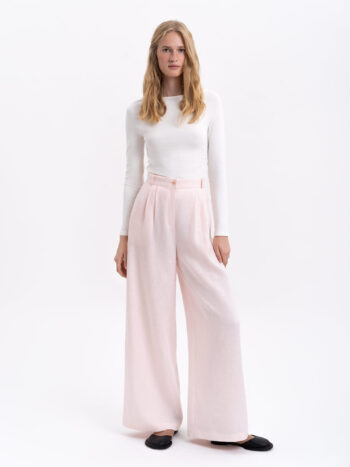 Etnodim Light pink linen women's pants «Agrus»