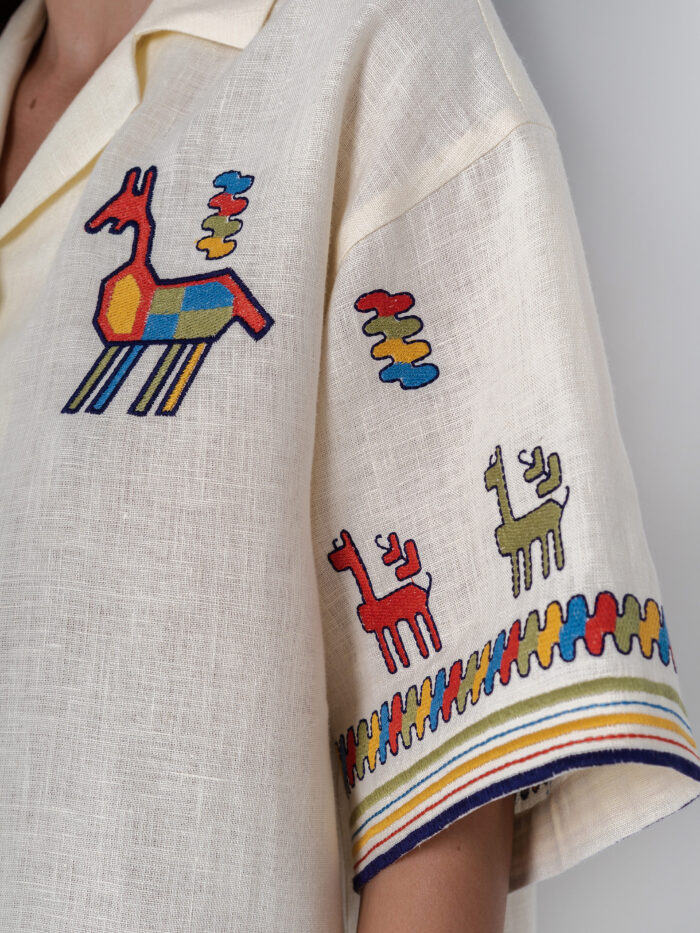Etnodim Linen shirt with short sleeves and embroidery Konyk - Image 3