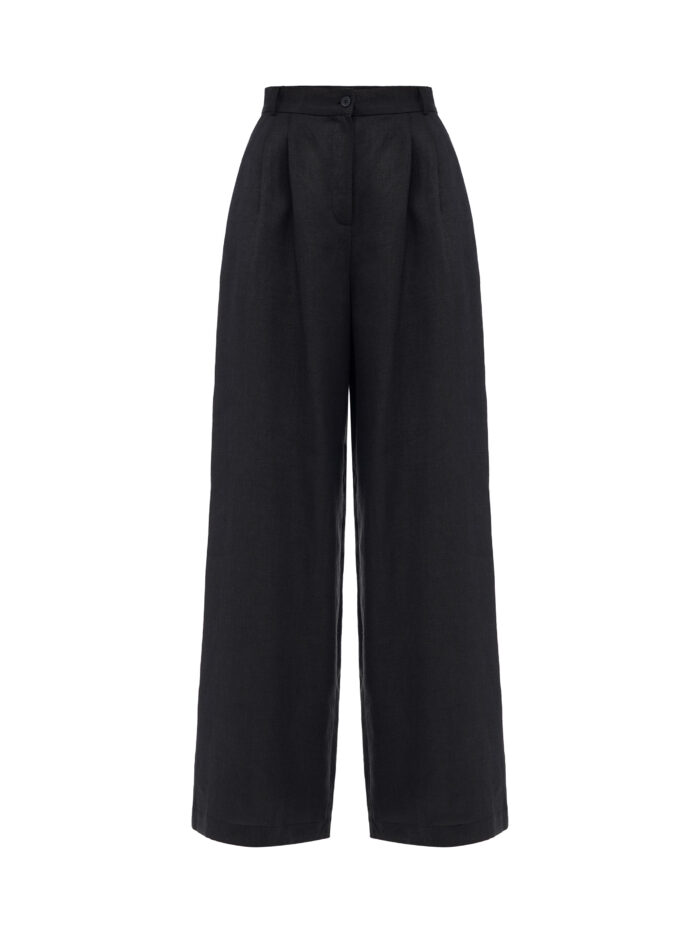 Etnodim Black linen women's pants "Agrus" - Image 5