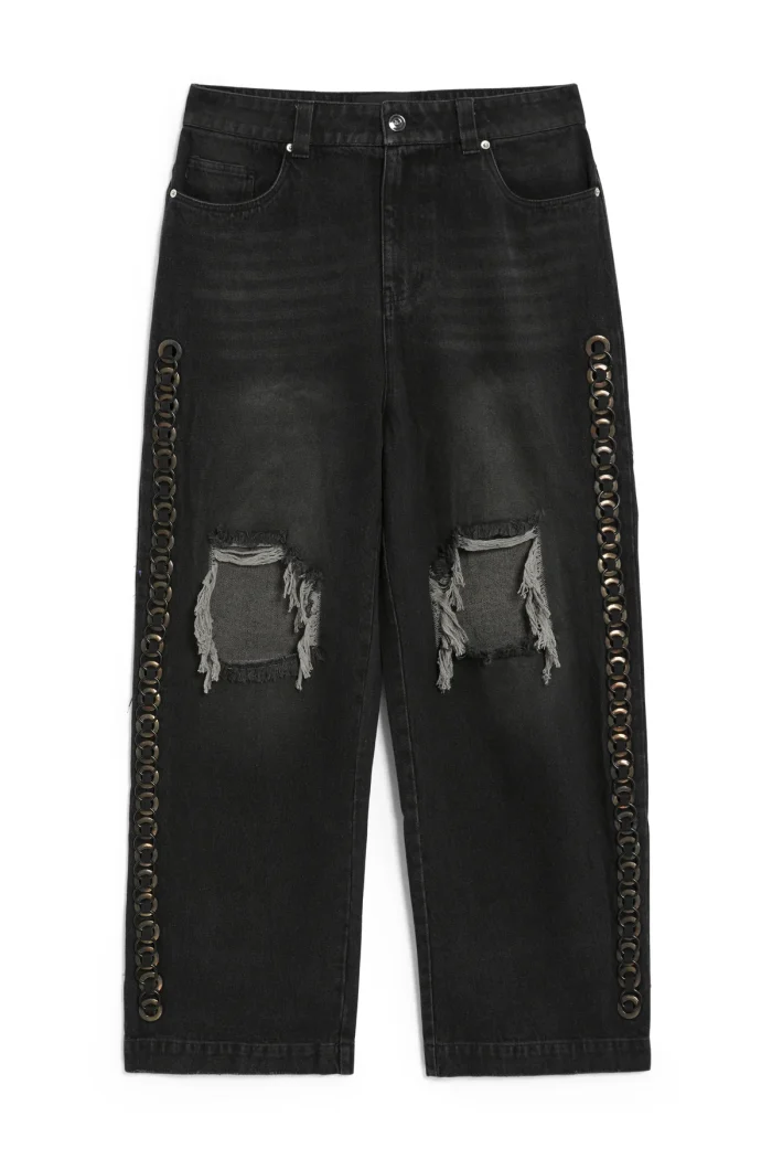 Wide leg black denim Jeans